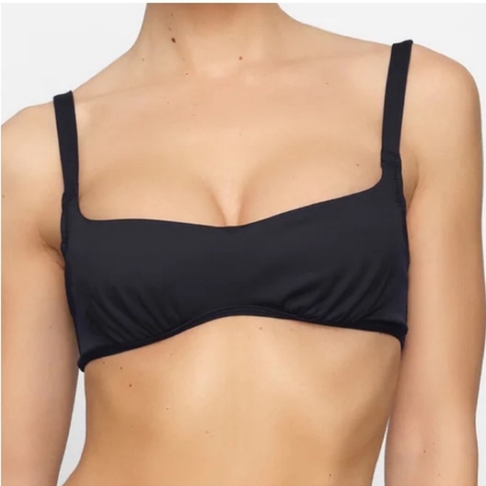 SKIMS Sculpting Swim Ruched Lined Bikini Top in Onyx Size XXS SKU:64R